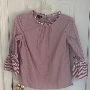 Talbots Red and White Striped Blouse